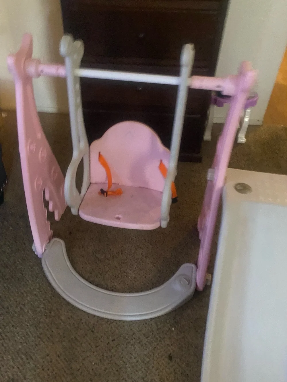 Pink and Gray Kids Swing and Slide Playset